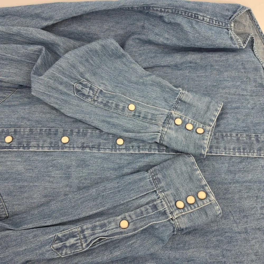 Polo Ralph Lauren Mens Denim Western Pearl Snap Shirt Size XL Long Sleeve